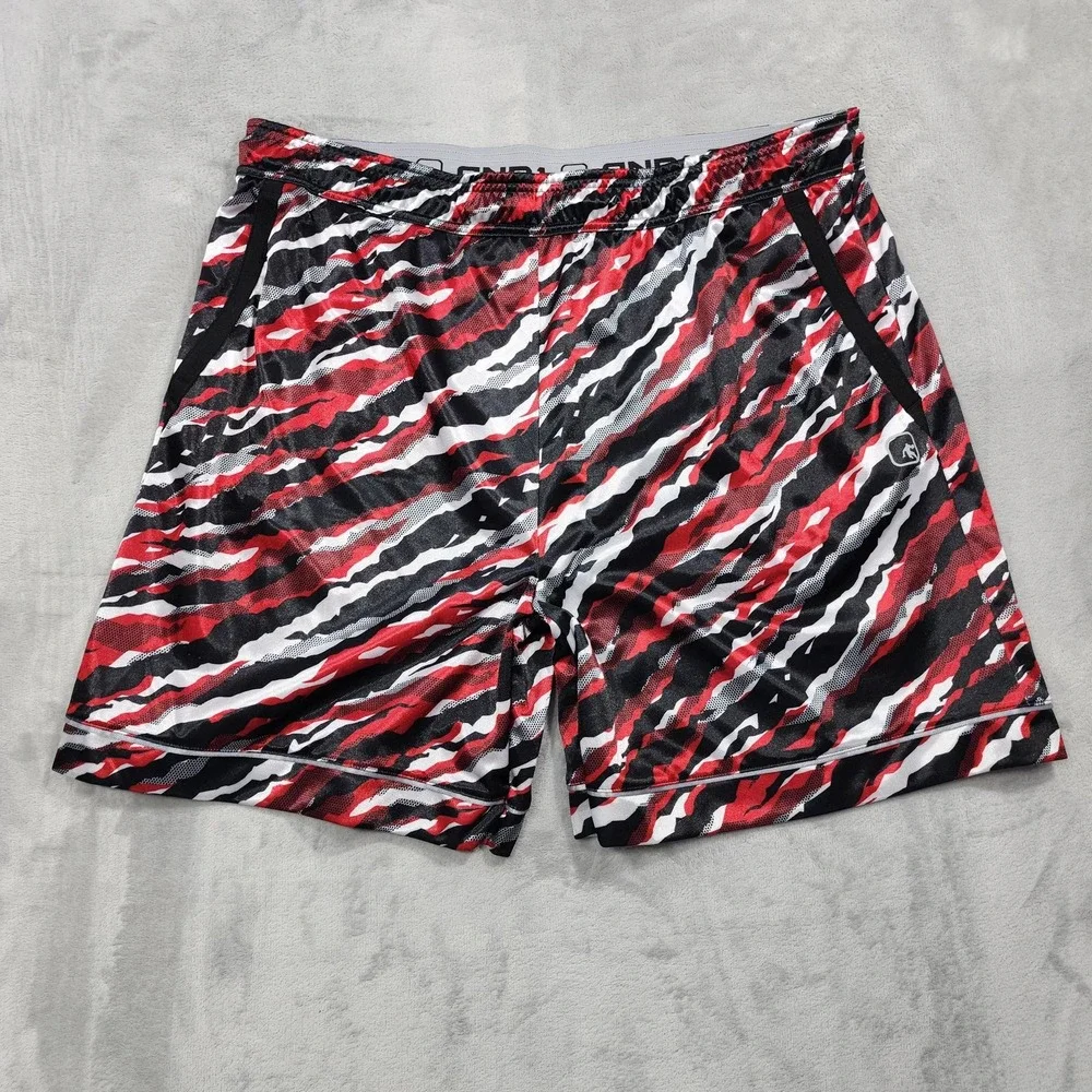 AND1 Shorts Mens 2XL Red Black Camo 11